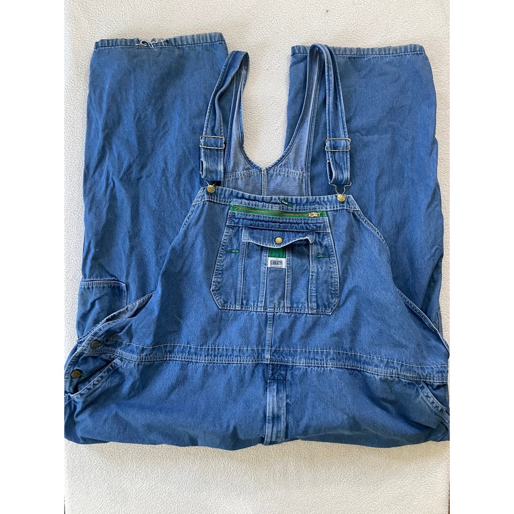 Liberty Mens 64x30 (29) Overalls Blue Denim Bib Utility Carpenter Workwear